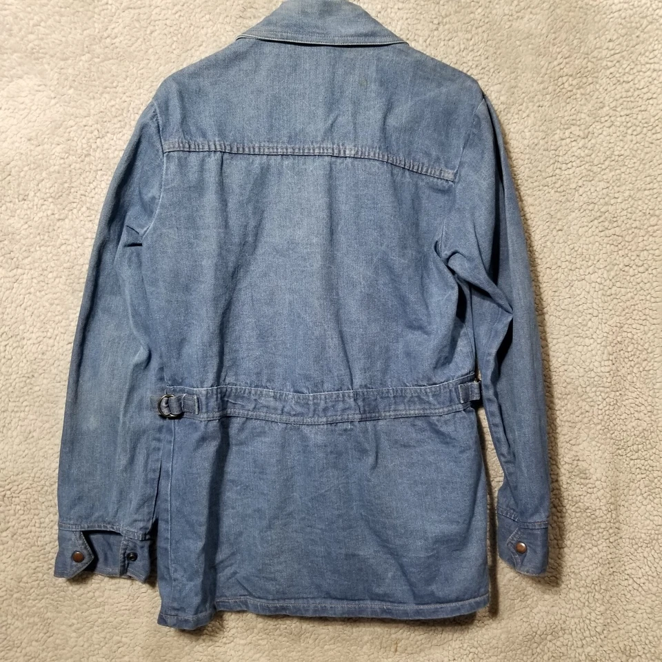 Vtg 80s Gap Womens Denim Button Chore Jacket Lined Utility Workwear Pockets XL - Image 3 of 4