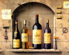 20 x 16 Wine Art Tumbled Marble Mural Backsplash Tile #318