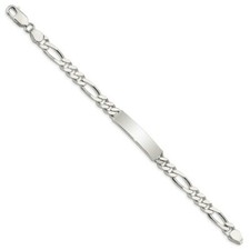  BRAND NEW 925 Sterling Silver Polished Engraveable Figaro Link ID Bracelet