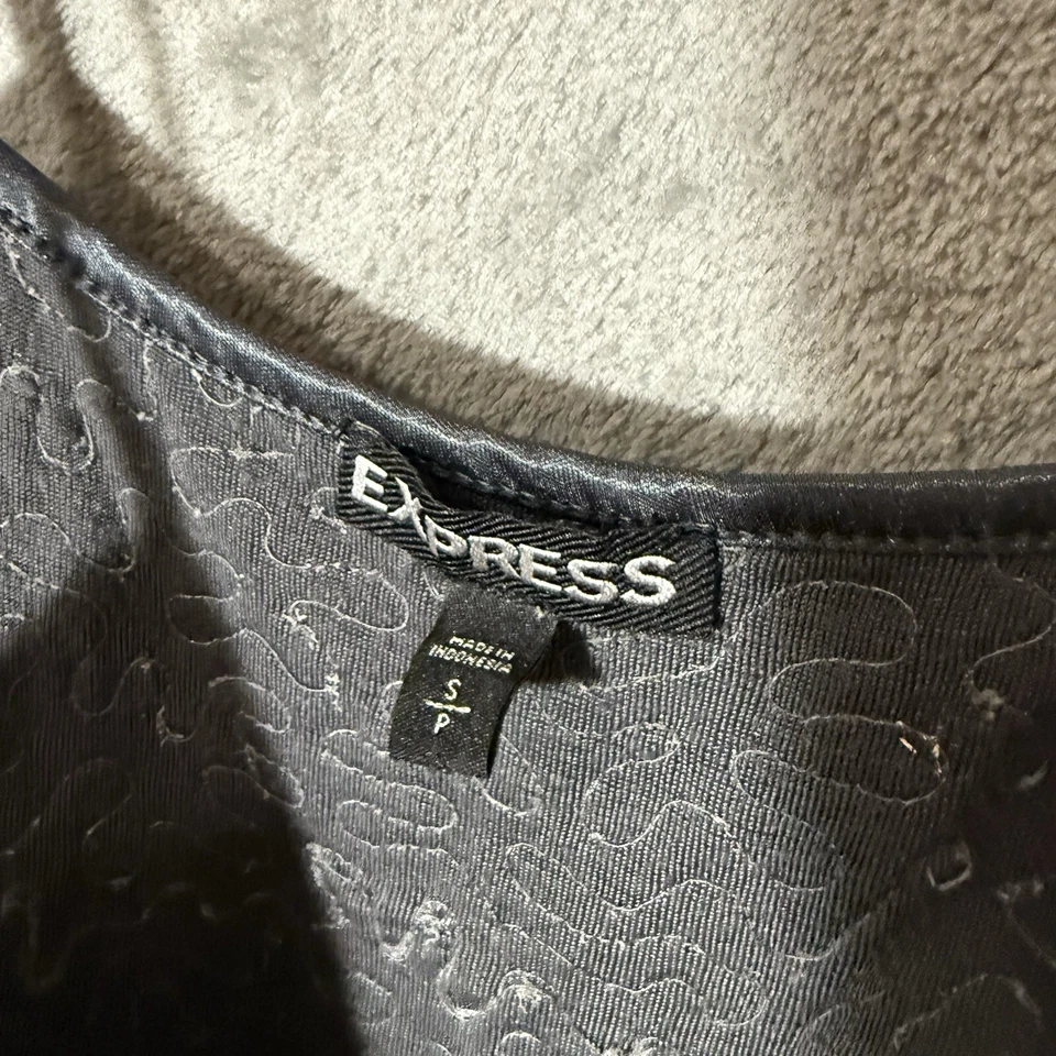 Camiseta sin mangas vintage Y2K Express plateada lentejuelas S salir camisola brillante metálica Foto 2 de 4