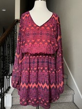 Show me your Mumu Women's Geometric Shapes Red Dress Size L Spring Summer