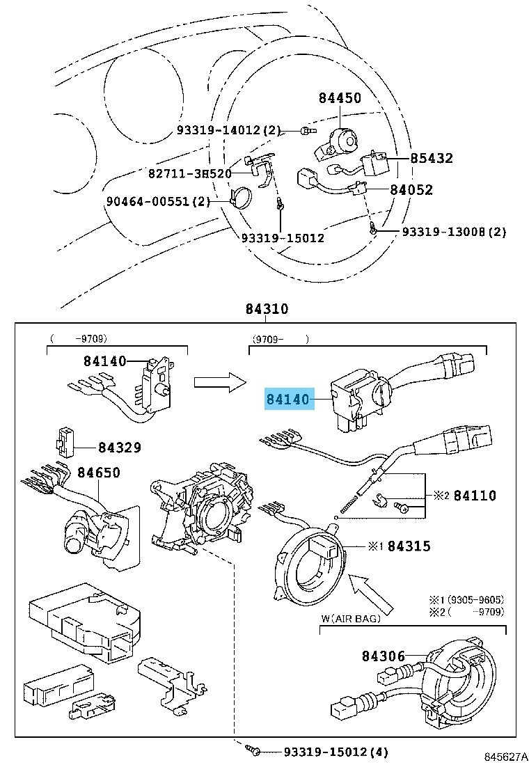 TOYOTA SUPRA JZA80 97-02 Genuine Headlamp Dimmer Switch Assy 84140