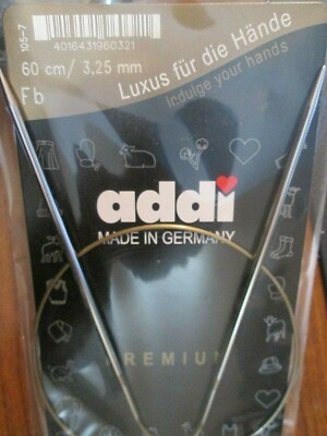 New Addi Premium Metal  Circular Knitting Needles 24'' Length Size 3.25mm