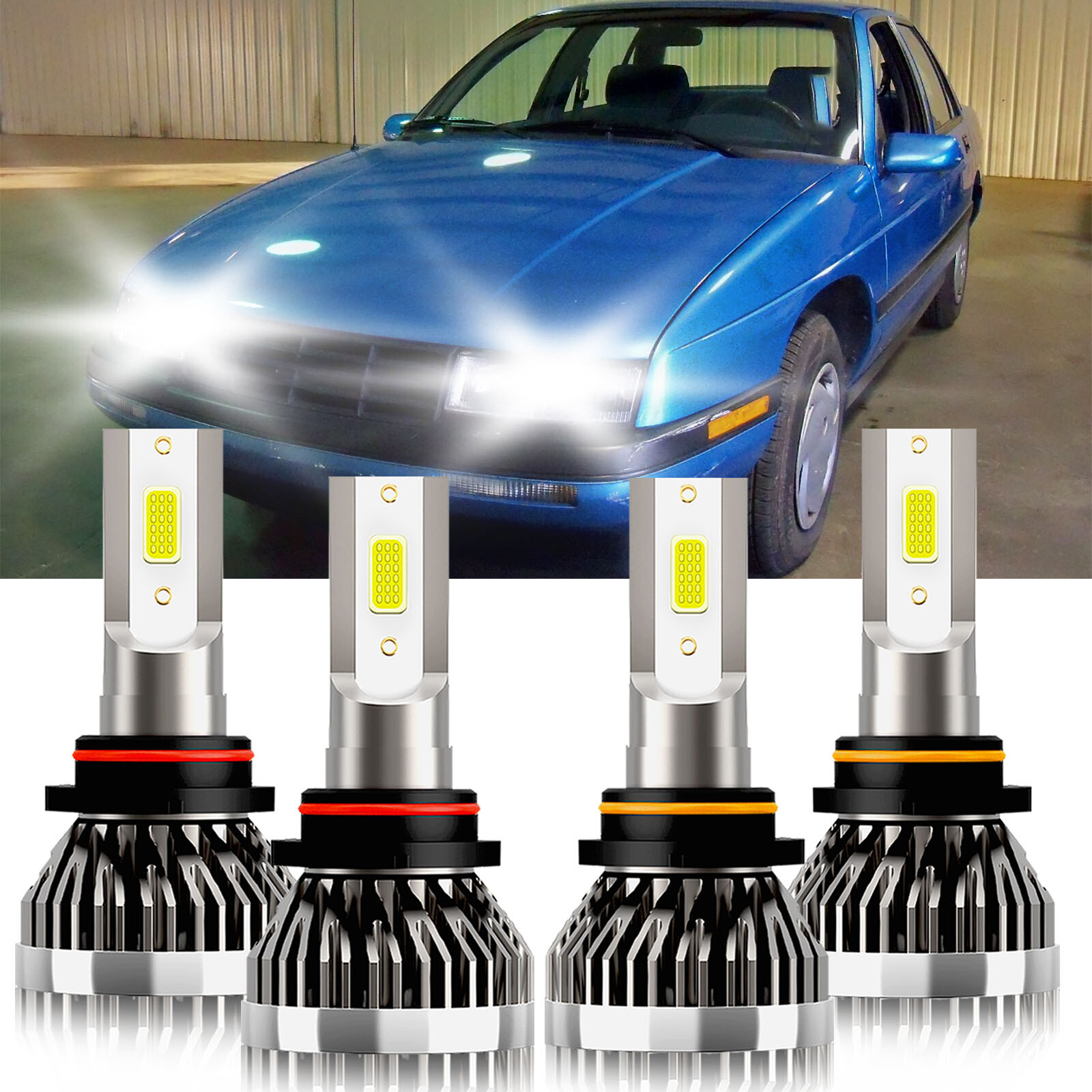 For Chevrolet Corsica 1987-1996 4x LED Headlight High Low Beam Bulbs Combo Kit