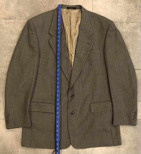 Vintage Givenchy Monsieur Worsted Wool Suit Jacket Blazer Plaid Sz 46 R VTG - Picture 2 of 9