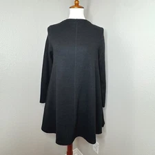 OAK + FORT Swing Sweater Mini Dress XS Mock Neck Black Pockets A-Line Minimalist