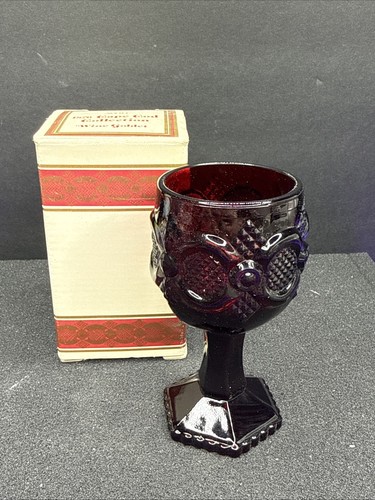 Vintage Avon Ruby Red Cape Cod 8 Oz. 6" Wine Water Glass Goblet 3-1/2" Wide