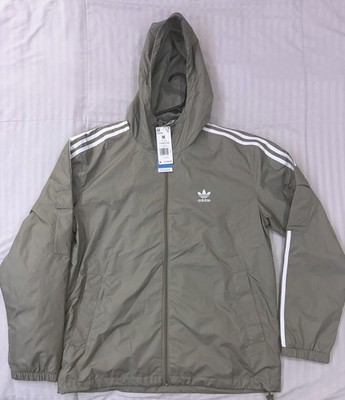 adidas Originals 3-Stripes WB Hooded Full-Zip Windbreaker Jacket Green M