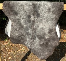 Merino Lammfell Schaffell Fell Teppich Braun Grau kurzgeschoren 2.Wahl 100-140cm