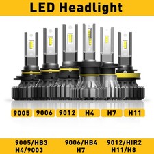 9012 HIR2 6500K LED Headlight Bulbs Kit High Low Beam Super Bright Combo White