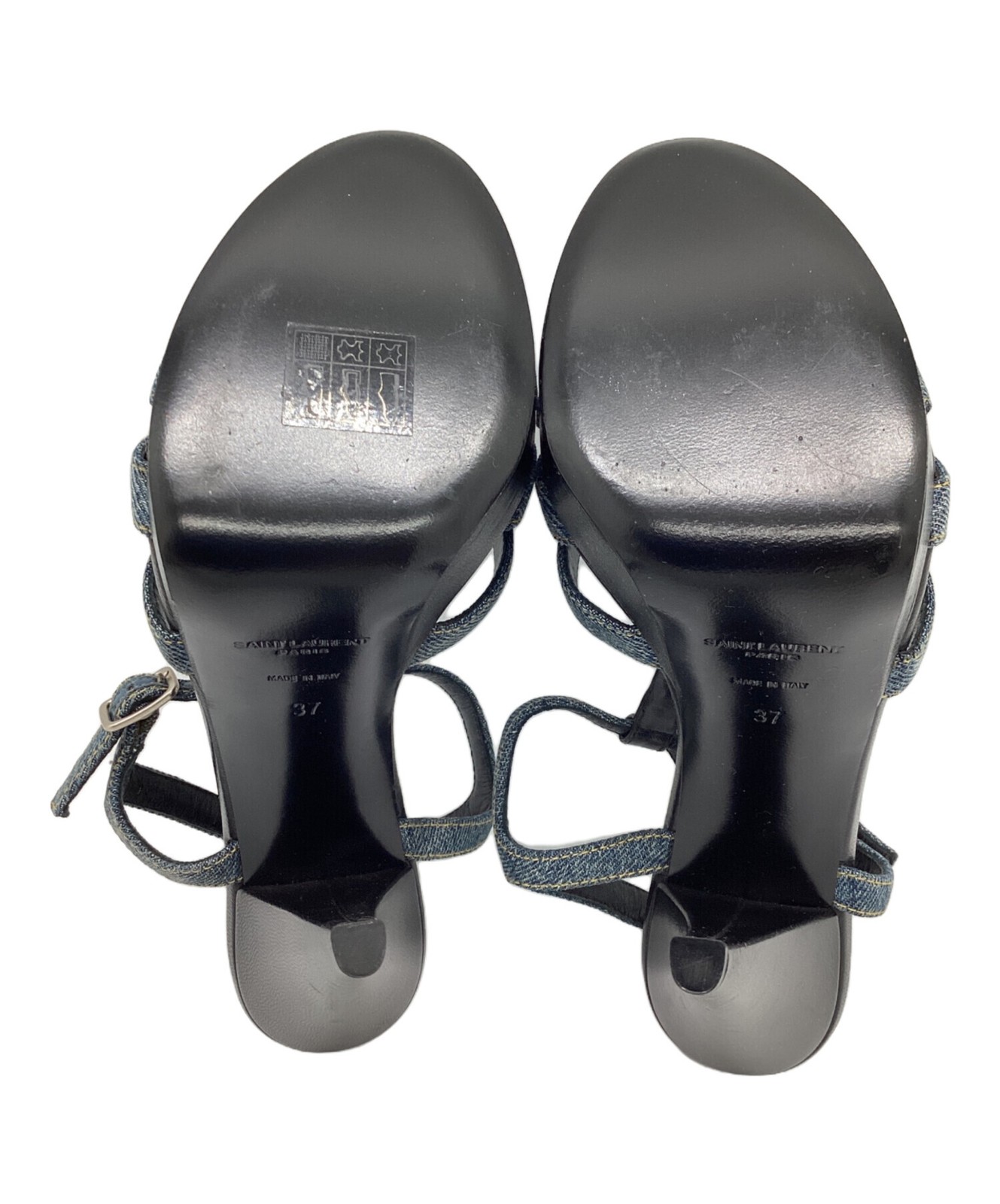 Saint Laurent Paris sandali con borchie denim nero taglia 37 donna autentici