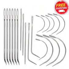 20Pcs Leather Sewing Needles Set Curved Hand Stitch Wig Hair Weaving Repair UK