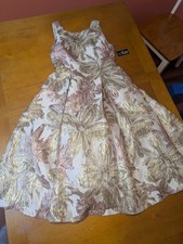 NWT Alex Evenings Metallic Jacquard A-line Dress 6 gold pink POCKETS Shimmery