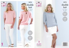 KING COLE 5374 Womens Jumpers  KNITTING PATTERN Double Knit Yarn Size 32-50