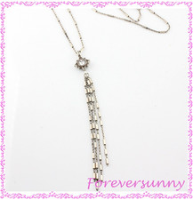 Brighton Halo Stargazer Silver Crystal Pendant Tassel Necklace