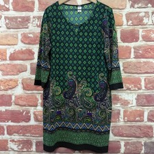 MSK Dress Womens XL Green Multicolor Boho Dia...