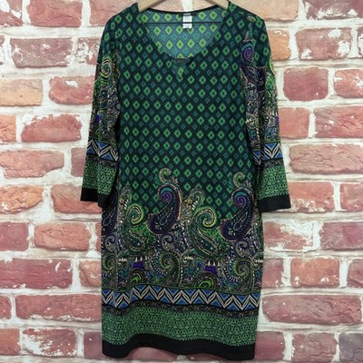 MSK Dress Womens XL Green Multicolor Boho Diamond Abstract Casual Career | eBay MSK Dress Womens XL Green Multicolor Boho Diamond Abstract Casual Career | eBay