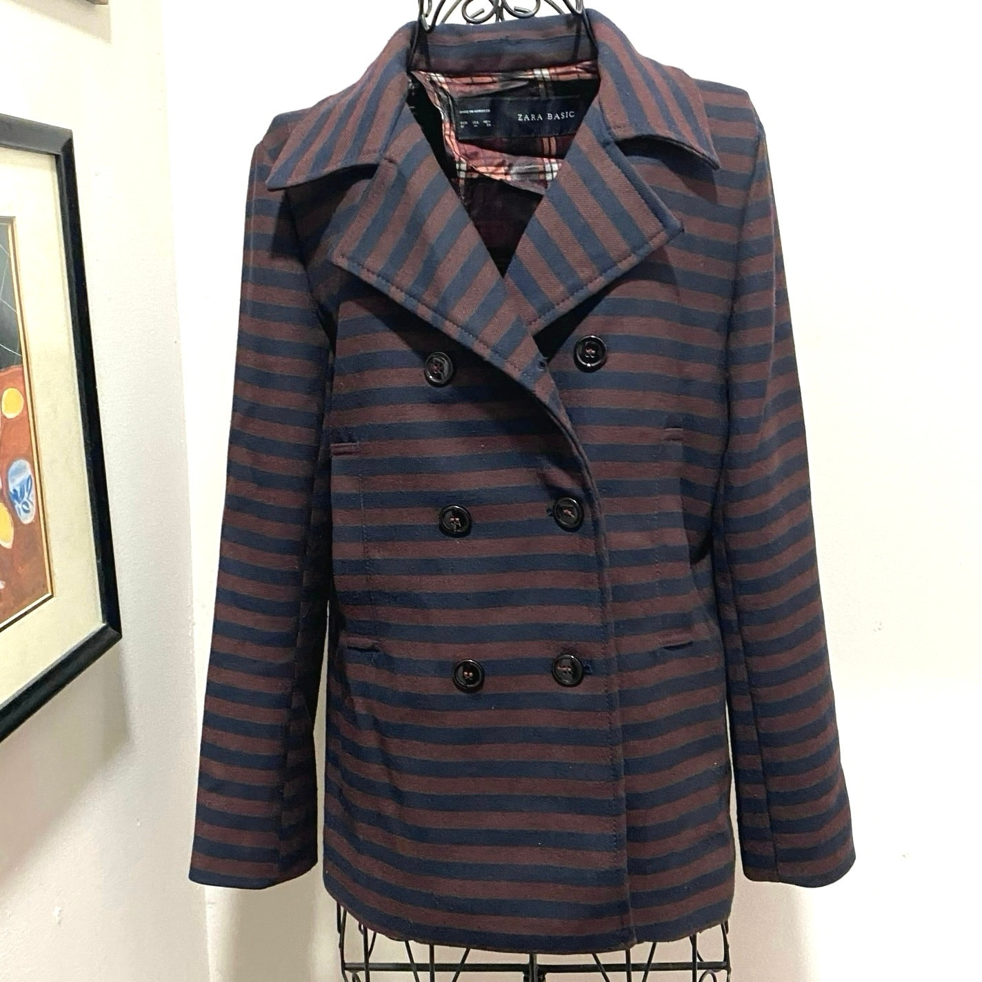 Zara Basic Blazer Size Medium Double-Breasted Nav… - image 9