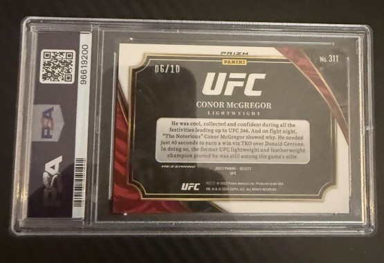 2023 Select UFC Conor McGregor Gold #-10 PSA 10 view 2