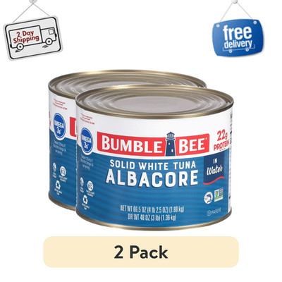 (2 Pack) Bumble Bee Solid White Albacore Tuna in Water, 66.5 oz Can, Canned Tuna