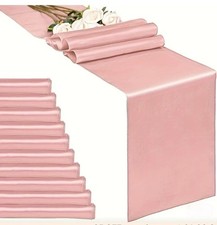 5 Peach Coral Pink Satin Table Runners Mat Centre Wedding Christening Function