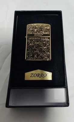 ZORRO Limited Edition 0075/5000 Gold Engraved Brass Oil Lighter Gift Box