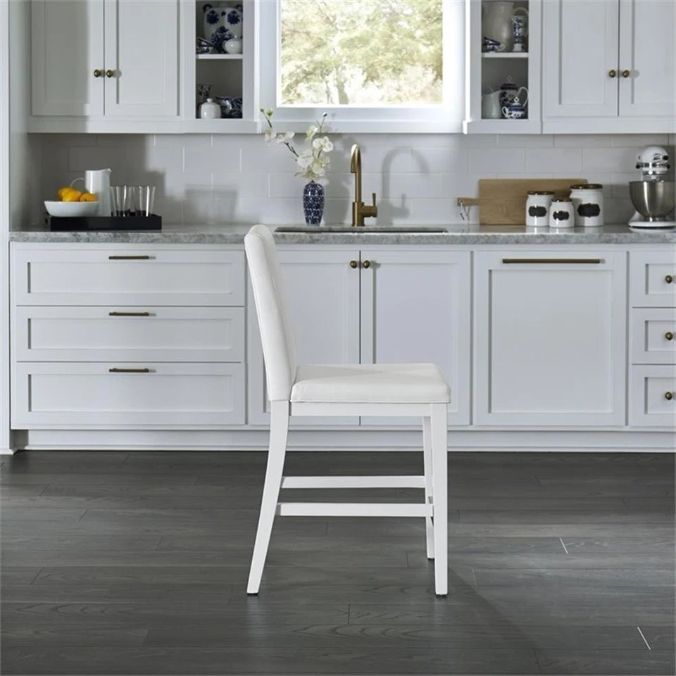 Homestyles Linear Wood Counter Stool in White - Image 2 of 4