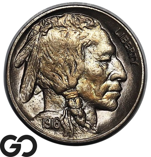 1916 Buffalo Nickel, Tough This Nice, Solid Gem BU++