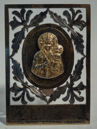 Antique Miniature Icon in Vermeil Silver Poland
