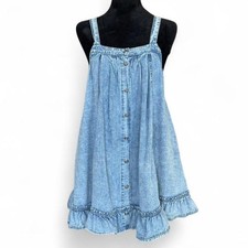 Y2K Denim Babydoll Dress – Fairycore Prairie Mini Dress S/M