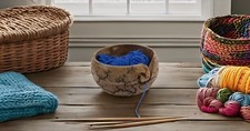 Handcrafted Wooden Yarn Knitting Crochet Bowl Holder For Skien Yarn Balls Dec...