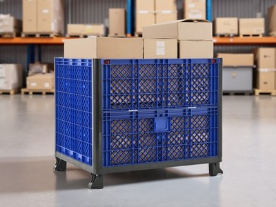 Collapside Bulk Container with mesh walls total capacity of 600 lbs 21.2 Cu Ft