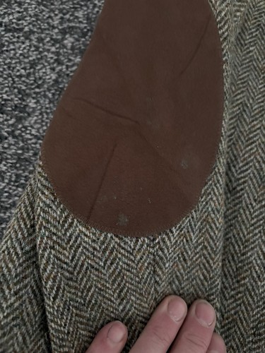 Harris Tweed Men’s Blazer Jacket Elbow Patches Brown Green Herringbone Brown 48 - Picture 5 of 14