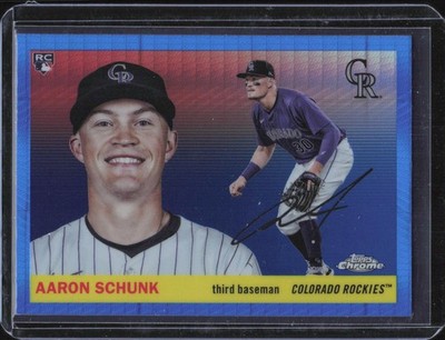 2025 Topps Chrome Platinum #386 Aaron Schunk Blue Prism Refractors
