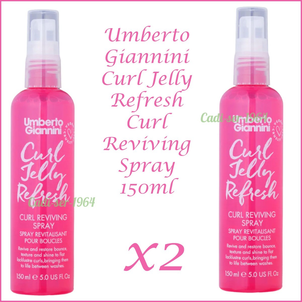 Umberto Giannini Curl Jelly Refresh Curl Reviving Spray 150ml x2 NEW