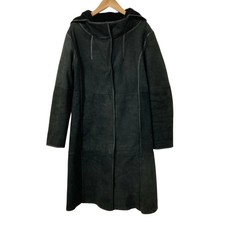 FENDI SELLERIA Leather Hooded Coat Women  s Size 40 Black Excellent Condition