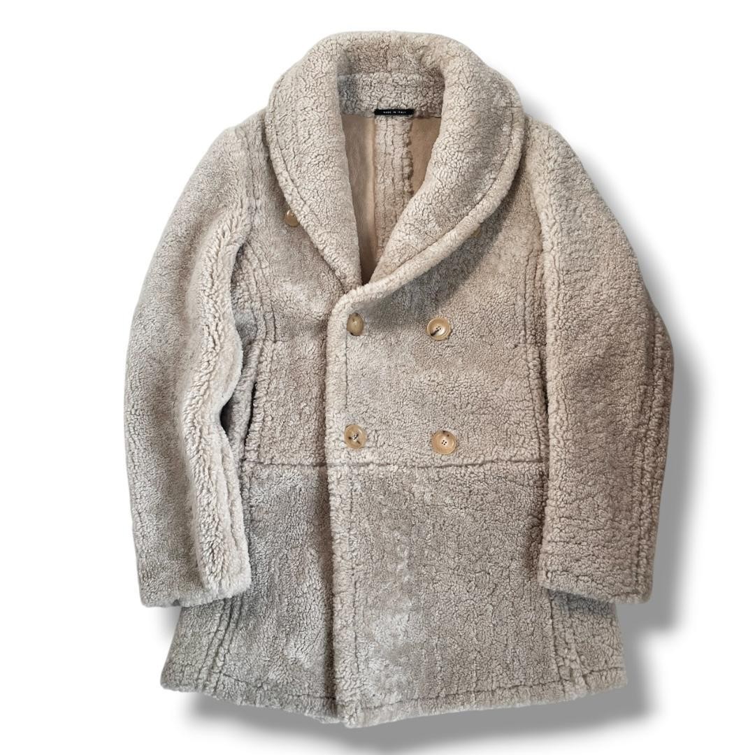 GUCCI Sharing Shearling Coat Double Breasted Sheep Leather Made in Italy 44