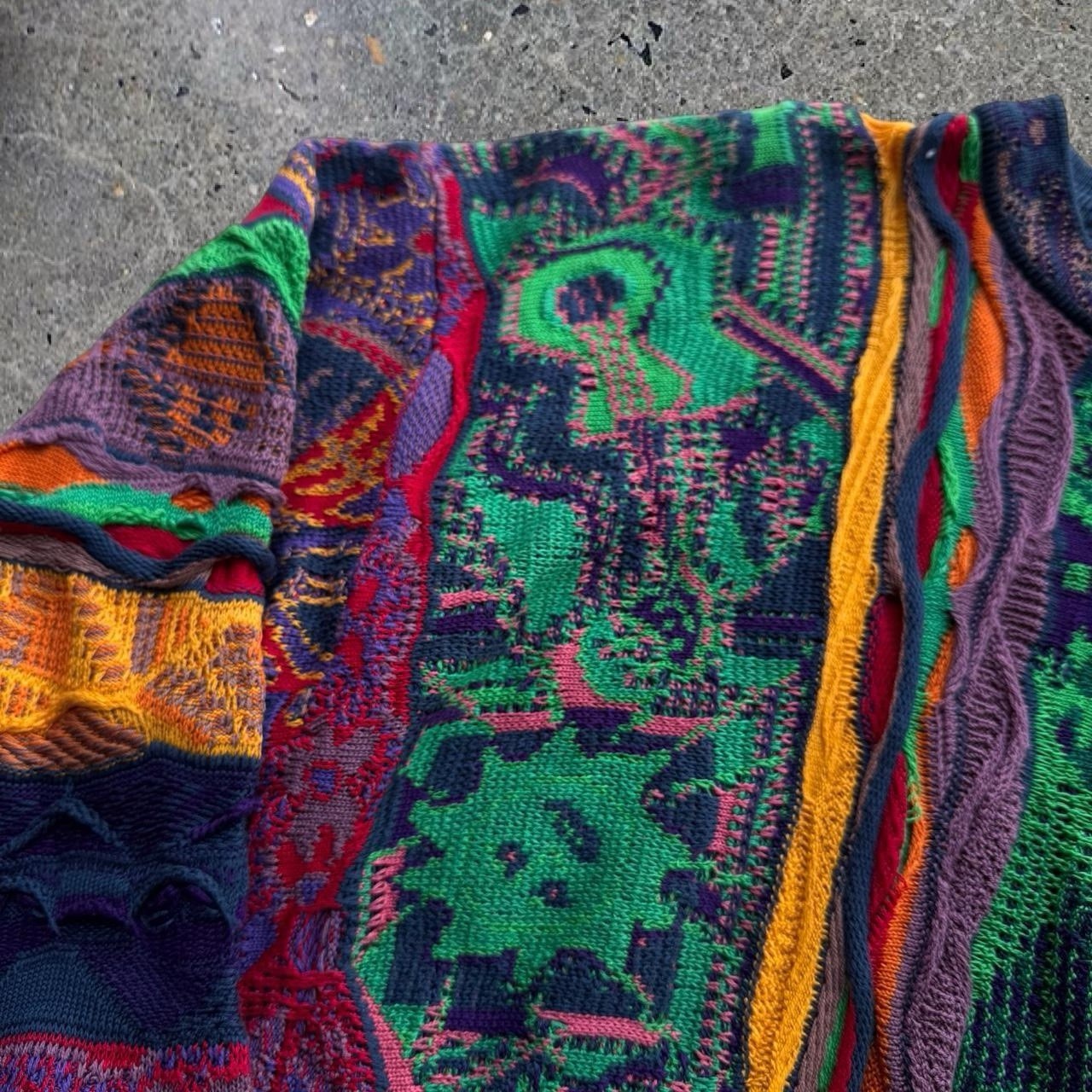 RARE Vintage Coogi 3-D Cable Knit Sweater Size L Flower, Fish, Guitar,Sun Design image 5