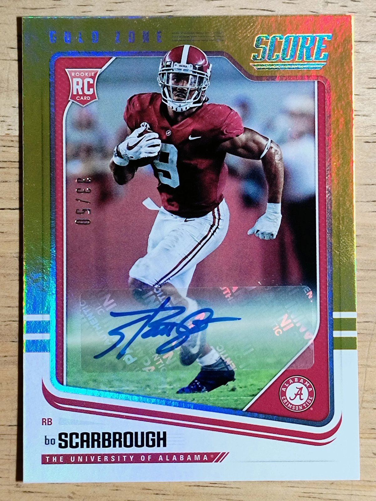 Bo Scarbrough Panini Score #366 Autograph-Gold Zone