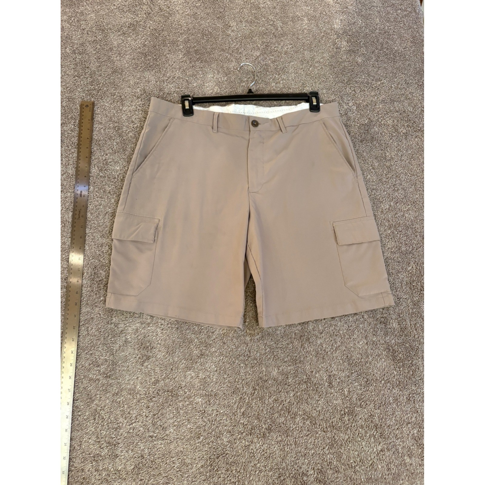 Island Republic Men's Tan Cargo Shorts 38W Polyester Flat Front Casual Outdoor