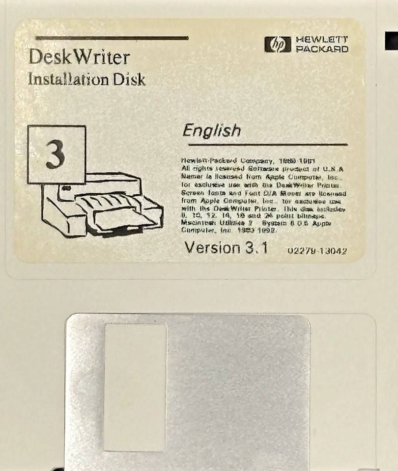 Vintage HP Desk Writer Installation Disk Set of 3 3.5 inch Floppy Disk - Image 3 of 3