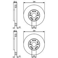 2X Bosch Bremsscheiben Ø296Mm Vorne Passend FÜR Toyota Celica