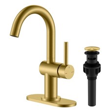 KENES Brushed Gold Single Handle Bathroom Faucets Modern Short,