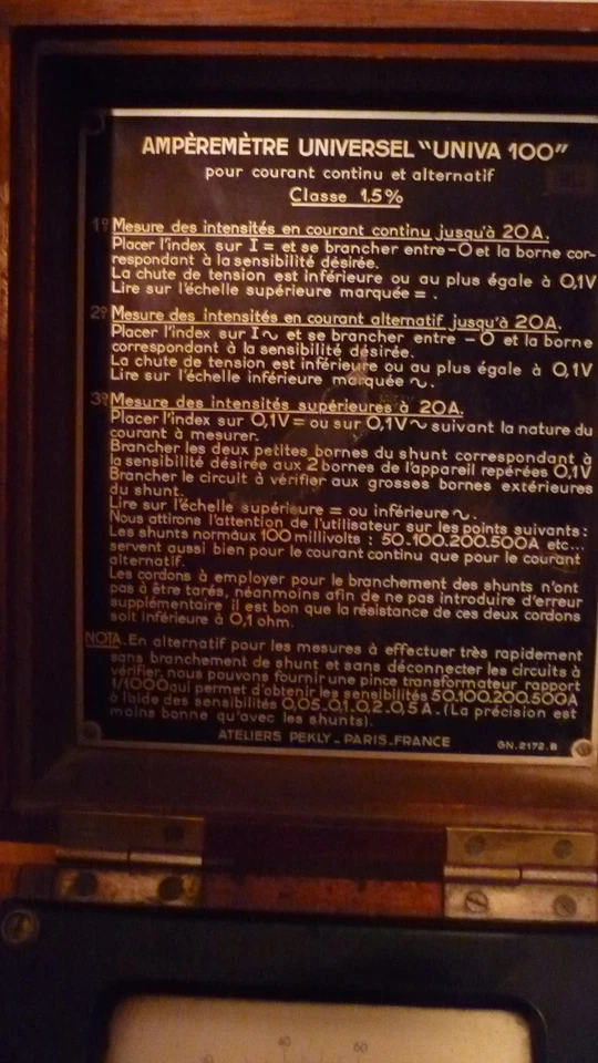 ancien appareil mesure amperemetre universel univa 100 coffret bois - Photo 2/4