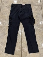 Mens 34X32 WRANGLER Workwear Black Twill Canvas Regular Taper Cargo Work Pants