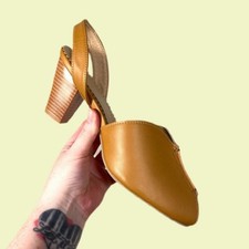 40 s Style Camel Sling Back PeepToe Heels