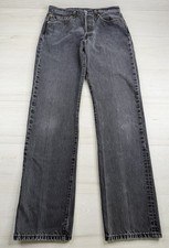Vtg Levis 501xx Jeans Black Straight Leg Button Fly Faded Distressed Y2K 30x34