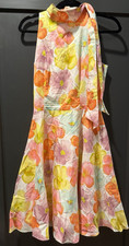 Atelier Tracy Michael High Neck Fit Flair Floral Dress Size 40/6 Made In USA