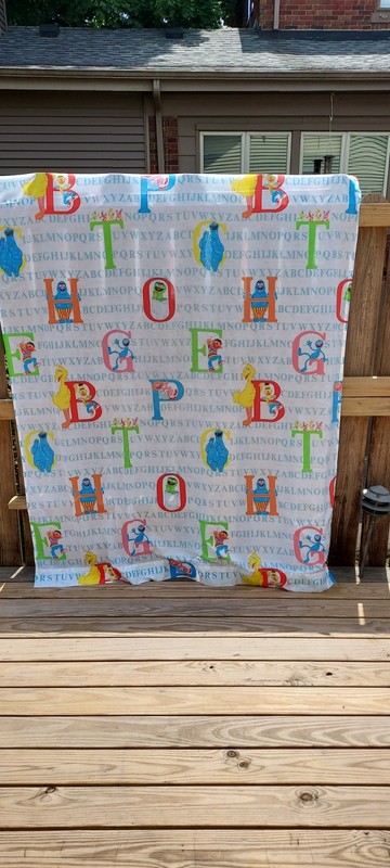 Vintage Sesame Street Twin Flat Sheet Alphabet With Sesame Street Characters