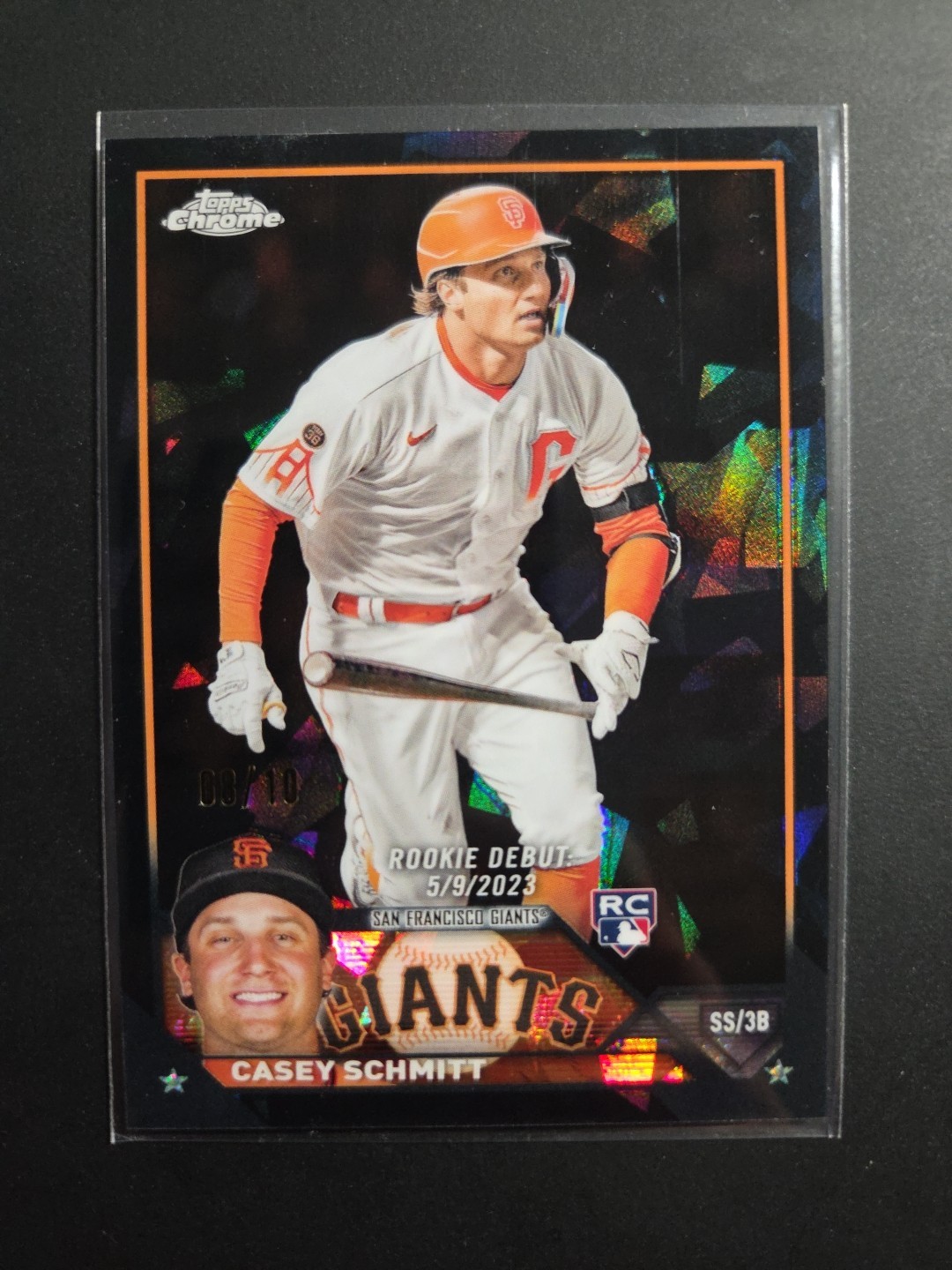2023 Topps Chrome Update Sapphire Rookie Debut Casey Schmitt Black /10